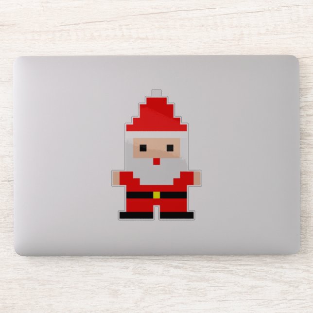 Santa Pixel Art 1 Custom-Cut Vinyl Sticker (Computer)