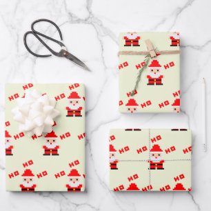 Santa Pixel Art 3 Wrapping Paper Sheet