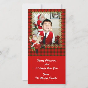 Santa Plaid Photo Card for Holidays