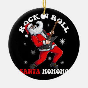 santa play guitar rock and rol ceramic tree decoration