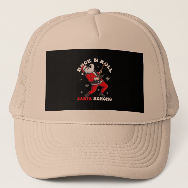 santa play guitar rock and rol trucker hat (Front)
