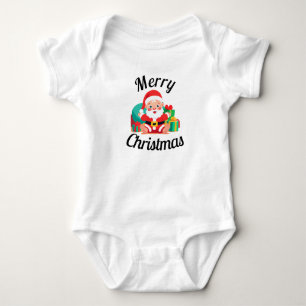 Santa Playful Merry Christmas One Piece Bodysuit