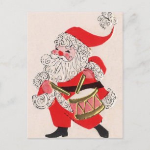 Santa playing a Drum Holiday Postcard