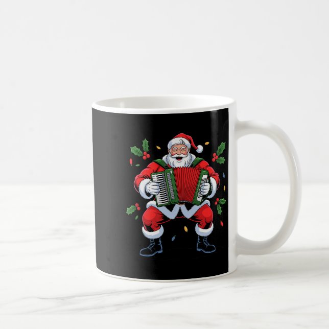 Santa Playing Accordion Funny Holiday Christmas Xm Coffee Mug (Right)