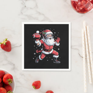 Santa Playing American Football Christmas Napkin