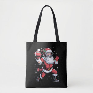 Santa Playing American Football Christmas Tote Bag