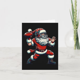 Santa Playing American Football Christmas Women Me Card