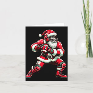 Santa Playing American Football Christmas Women Me Card