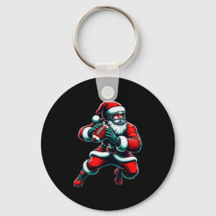 Santa Playing American Football Christmas Women Me Key Ring
