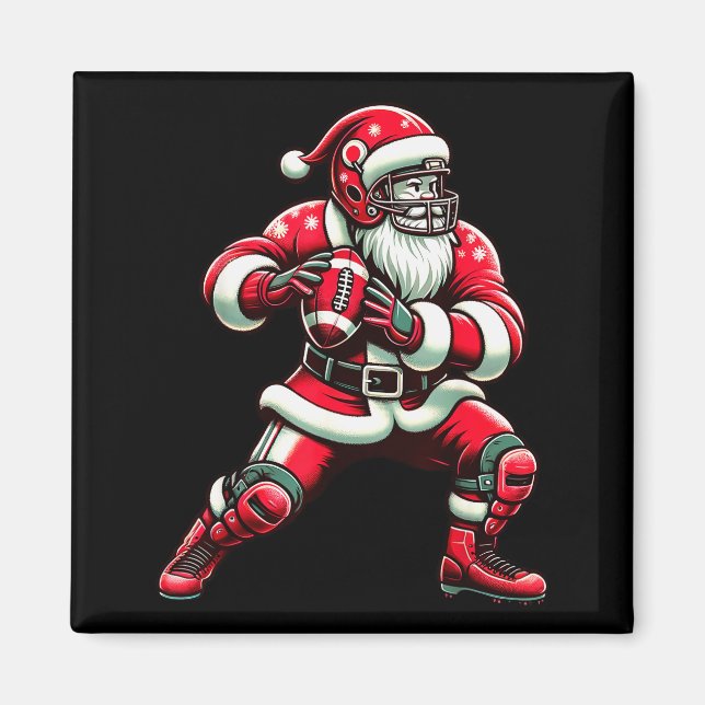 Santa Playing American Football Christmas Women Me Magnet (Front)