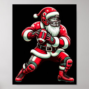 Santa Playing American Football Christmas Women Me Poster