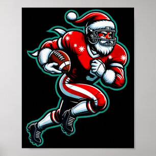 Santa Playing American Football Christmas Women Me Poster