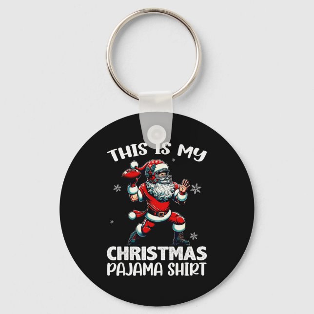 Santa Playing American Football, This Is My Christ Key Ring (Front)