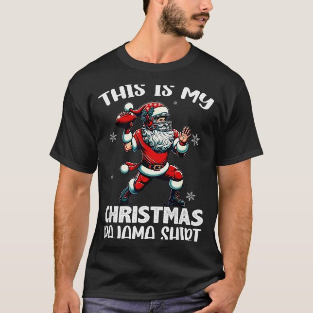 Santa Playing American Football, This Is My Christ T-Shirt (Front)