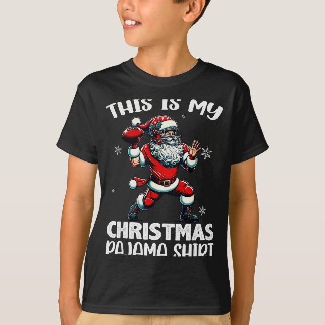 Santa Playing American Football, This Is My Christ T-Shirt (Front)