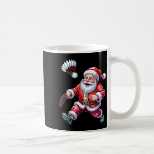 Santa Playing Badminton Funny Christmas Sport Love Coffee Mug