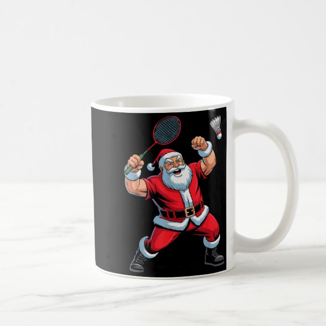 Santa Playing Badminton Funny Holiday Christmas Xm Coffee Mug (Right)