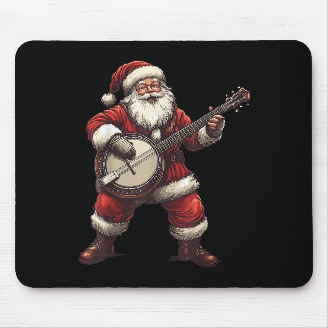 Santa Playing Banjo Funny Banjo Player Bluegr Chri Mouse Mat (Front)