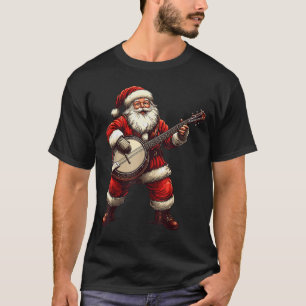Santa Playing Banjo Funny Banjo Player Bluegr Chri T-Shirt
