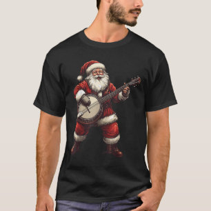 Santa Playing Banjo Funny Banjo Player Bluegr Chri T-Shirt