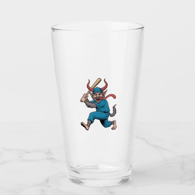 Santa Playing Baseball Christmas Baseball Player  Glass (Front)