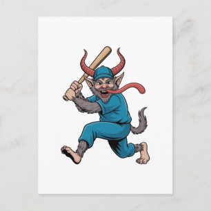 Santa Playing Baseball Christmas Baseball Player Holiday Postcard