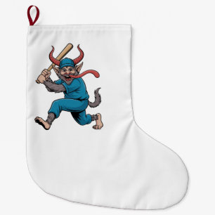Santa Playing Baseball Christmas Baseball Player Large Christmas Stocking