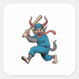 Santa Playing Baseball Christmas Baseball Player  Square Sticker