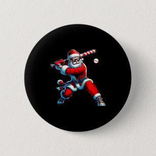Santa Playing Baseball Men Boys Christmas Baseball 6 Cm Round Badge
