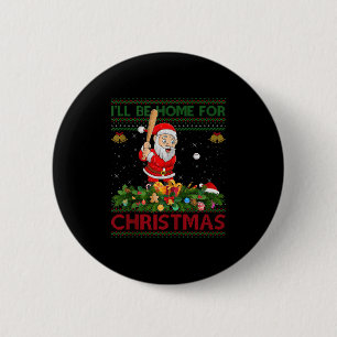 Santa Playing Baseball Ugly Xmas Sweater Style Chr 6 Cm Round Badge