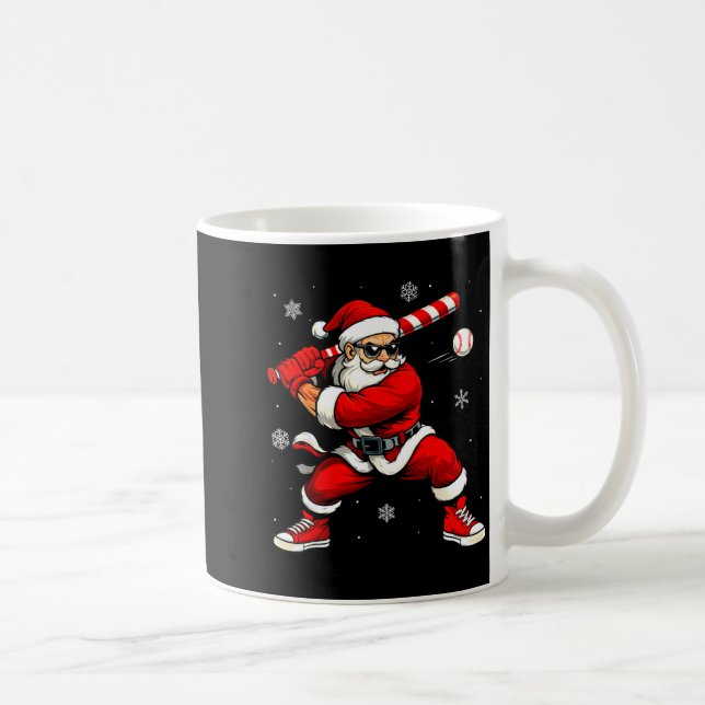 Santa Playing Baseball Xmas Funny Christmas Baseba Coffee Mug (Right)