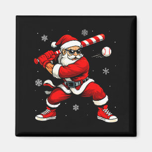 Santa Playing Baseball Xmas Funny Christmas Baseba Magnet