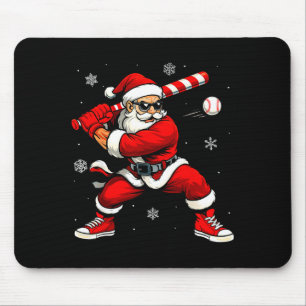 Santa Playing Baseball Xmas Funny Christmas Baseba Mouse Mat