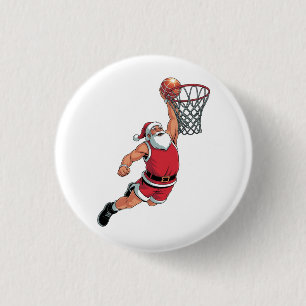 Santa Playing Basketball Christmas Sport Lovers 3 Cm Round Badge