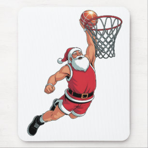 Santa Playing Basketball Christmas Sport Lovers Mouse Mat
