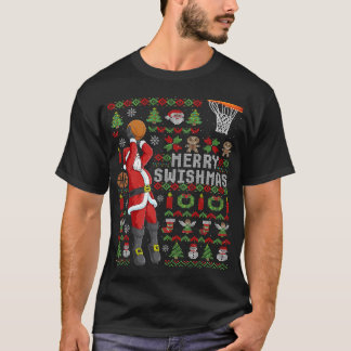Santa Playing Basketball Ugly Christmas Sweater Ho