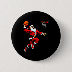 Santa Playing Basketball Xmas Funny Christmas Bask 6 Cm Round Badge