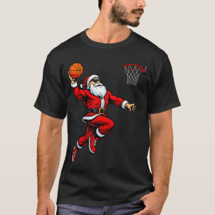 Santa Playing Basketball Xmas Funny Christmas Bask T-Shirt