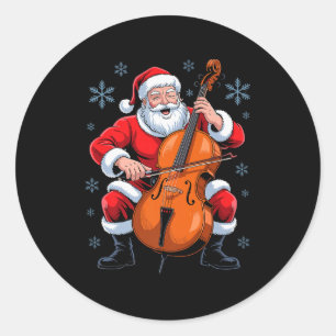 Santa Playing Cello Funny Holiday Chrismas Xmas Pa Classic Round Sticker