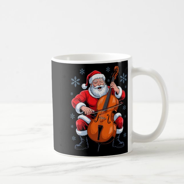 Santa Playing Cello Funny Holiday Chrismas Xmas Pa Coffee Mug (Right)