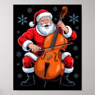Santa Playing Cello Funny Holiday Chrismas Xmas Pa Poster