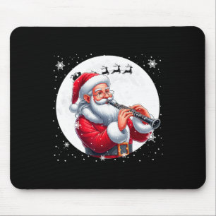 Santa Playing Clarinet Xmas Moon Costume Instrumen Mouse Mat