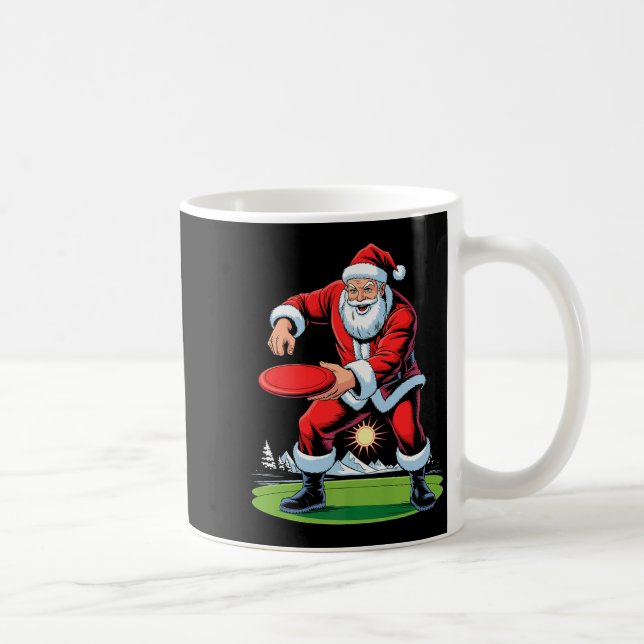 Santa Playing Disc Golf Funny Holiday Christmas Xm Coffee Mug (Right)