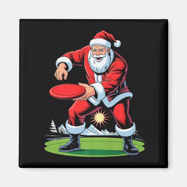 Santa Playing Disc Golf Funny Holiday Christmas Xm Magnet (Front)
