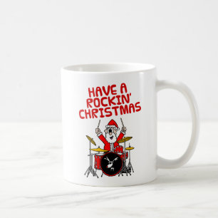 Santa Playing Drums Christmas Drummer Musician Coffee Mug
