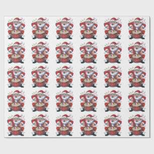 Santa Playing Drums Christmas Drummer Xmas Wrapping Paper