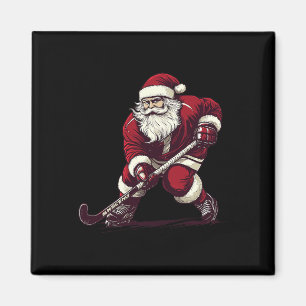 Santa Playing Field Hockey Funny Field Hockey Play Magnet