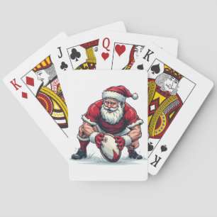 Santa Playing Football Fantasy Christmas Player Cards