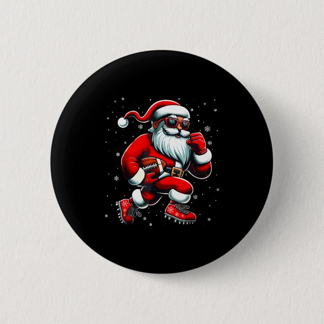 Santa Playing Football Men Boys Christmas Football 6 Cm Round Badge (Front)