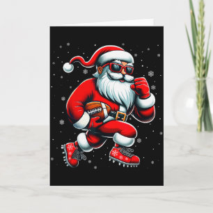 Santa Playing Football Men Boys Christmas Football Card